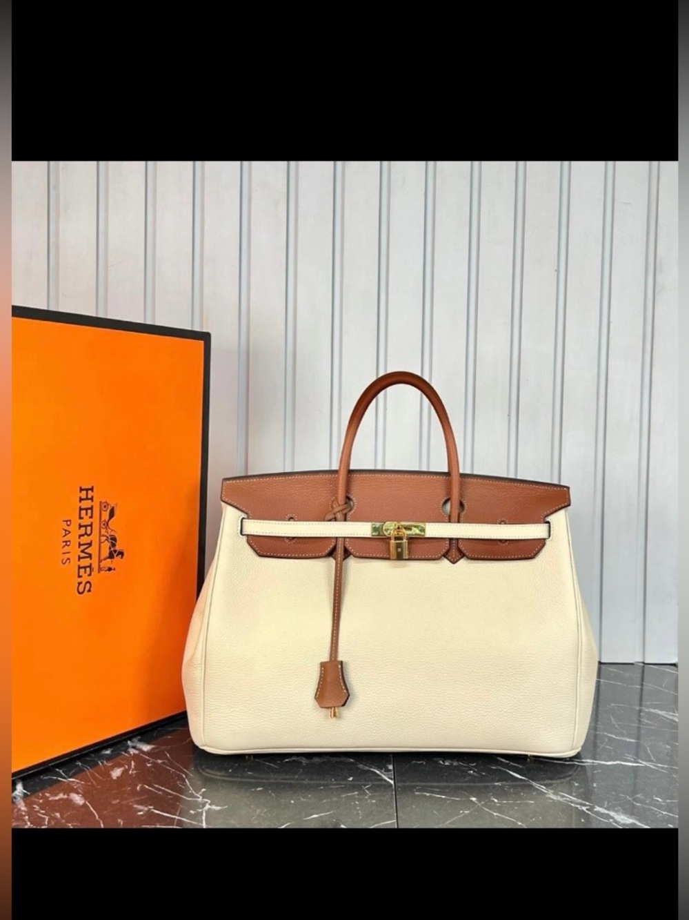 Brown and Beige Handbag